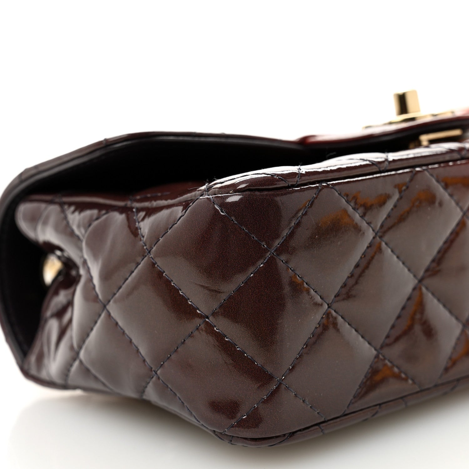 Chanel Shaded Patent Calfskin Quilted Mini Rectangular Flap Red