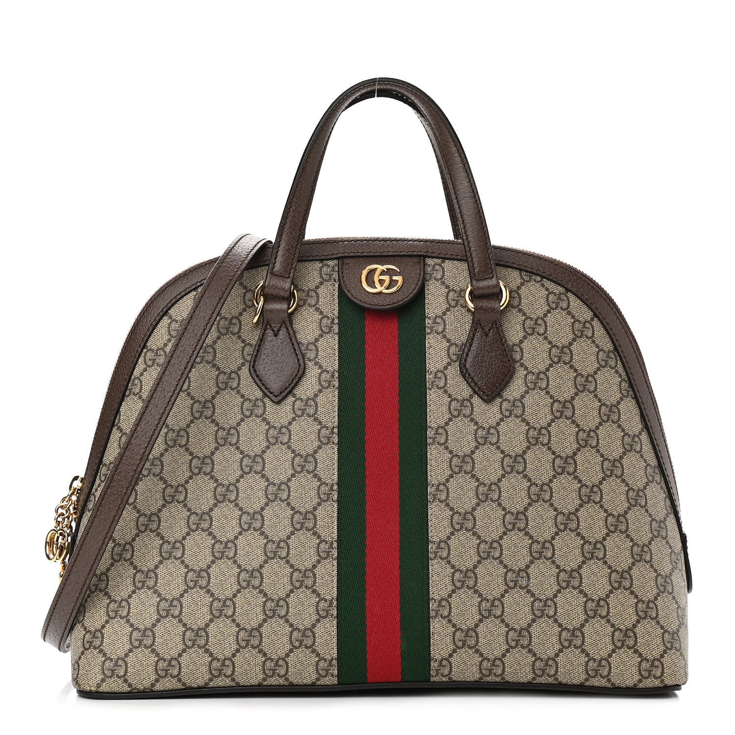 Gucci GG Supreme Monogram Web Medium Ophidia Top Handle Dome Bag Brown 1 of 13