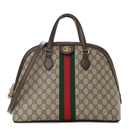 Gucci GG Supreme Monogram Web Medium Ophidia Top Handle Dome Bag Brown 1 of 13