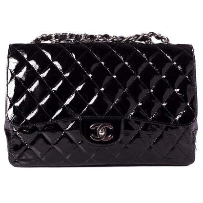 Chanel Distressed Patent Jumbo Single Flap Black 1 of 10