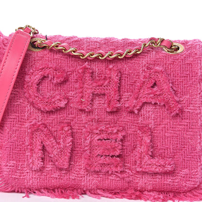 Chanel Wool Tweed Giant Logo Flap Bag Pink 10 of 10