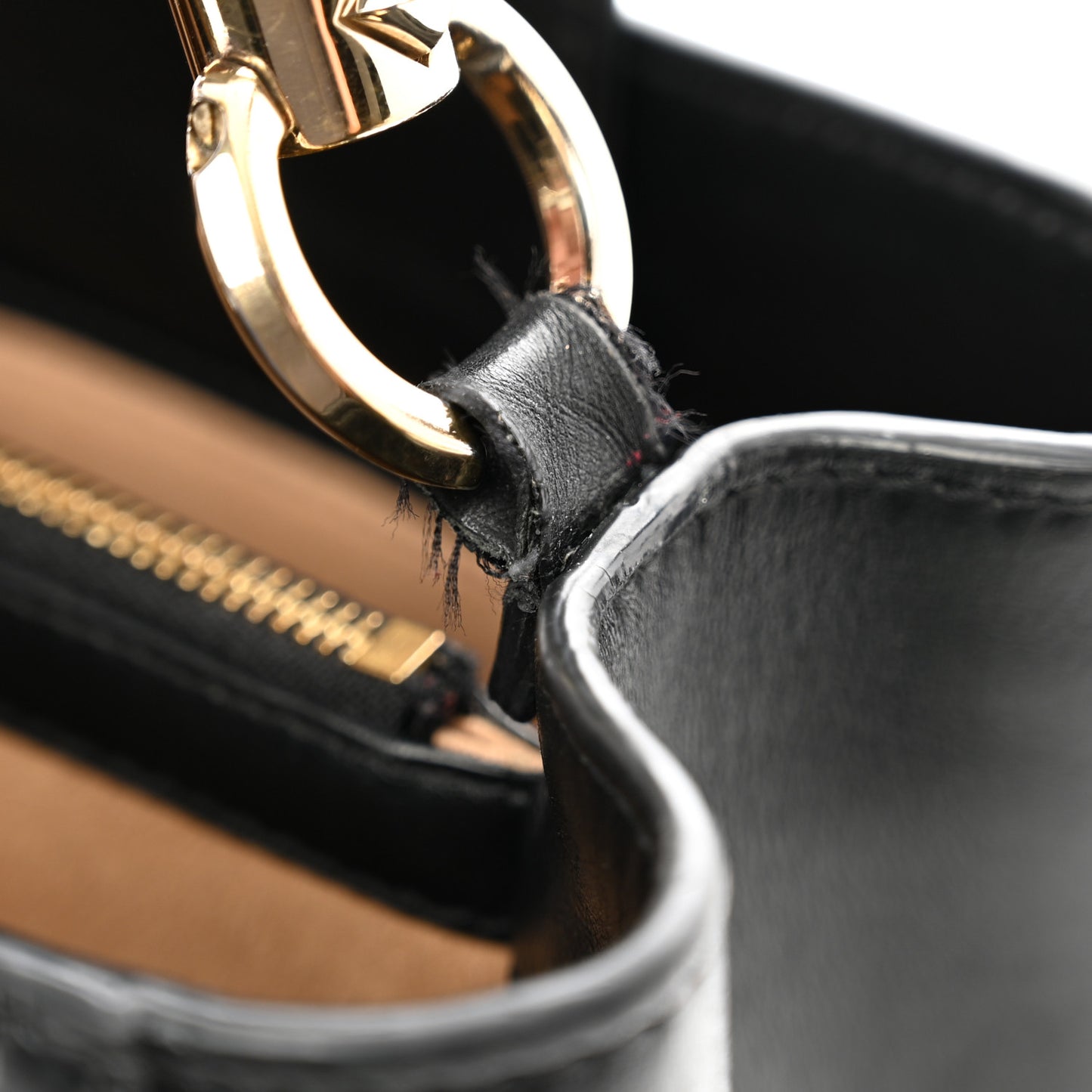 Calfskin Logo Embossed Varenne Top Handle Bag Black