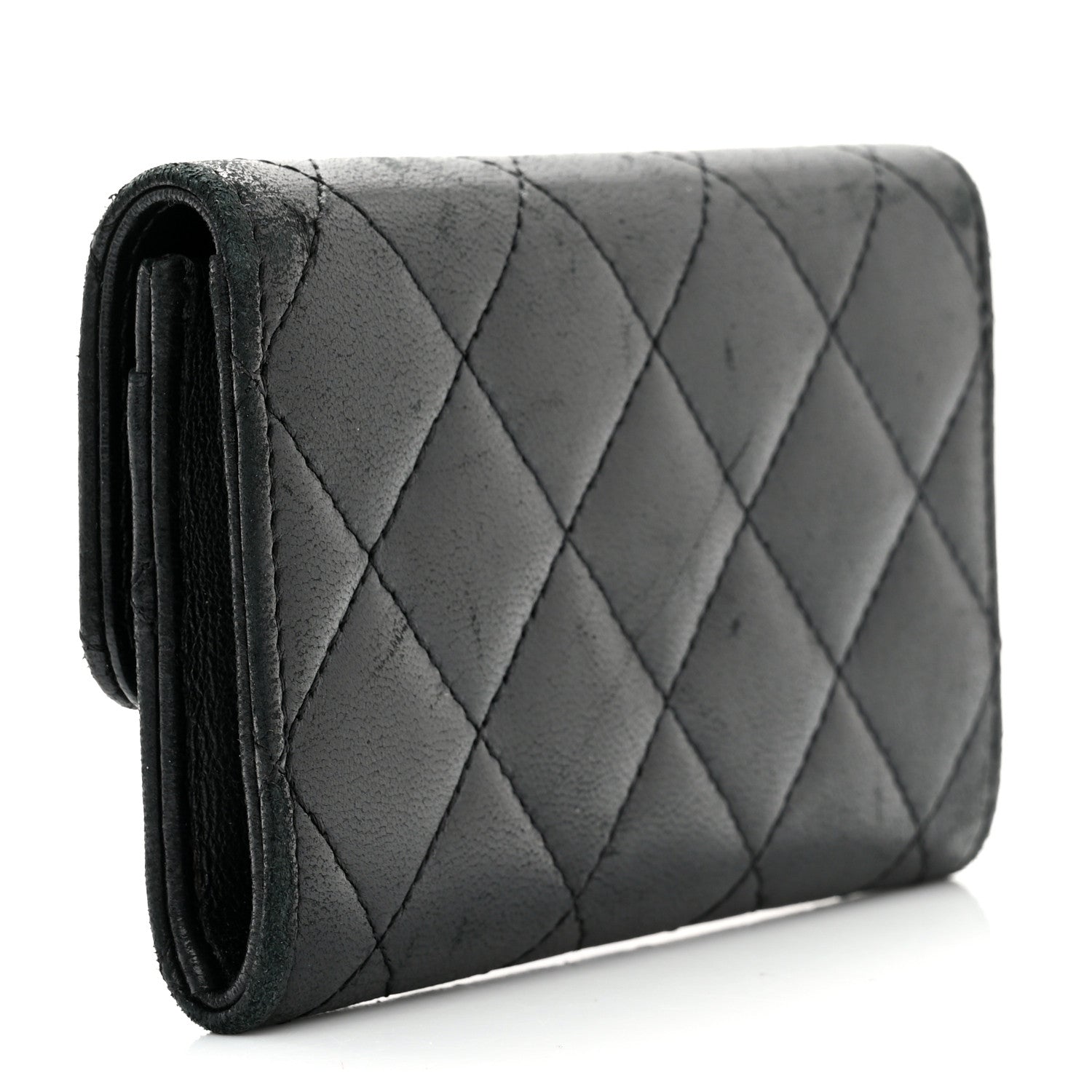 Chanel Lambskin Quilted Flap Card Holder Wallet Black 3 of 8