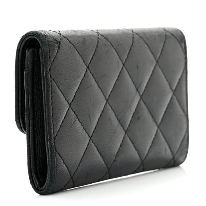 Chanel Lambskin Quilted Flap Card Holder Wallet Black 3 of 8