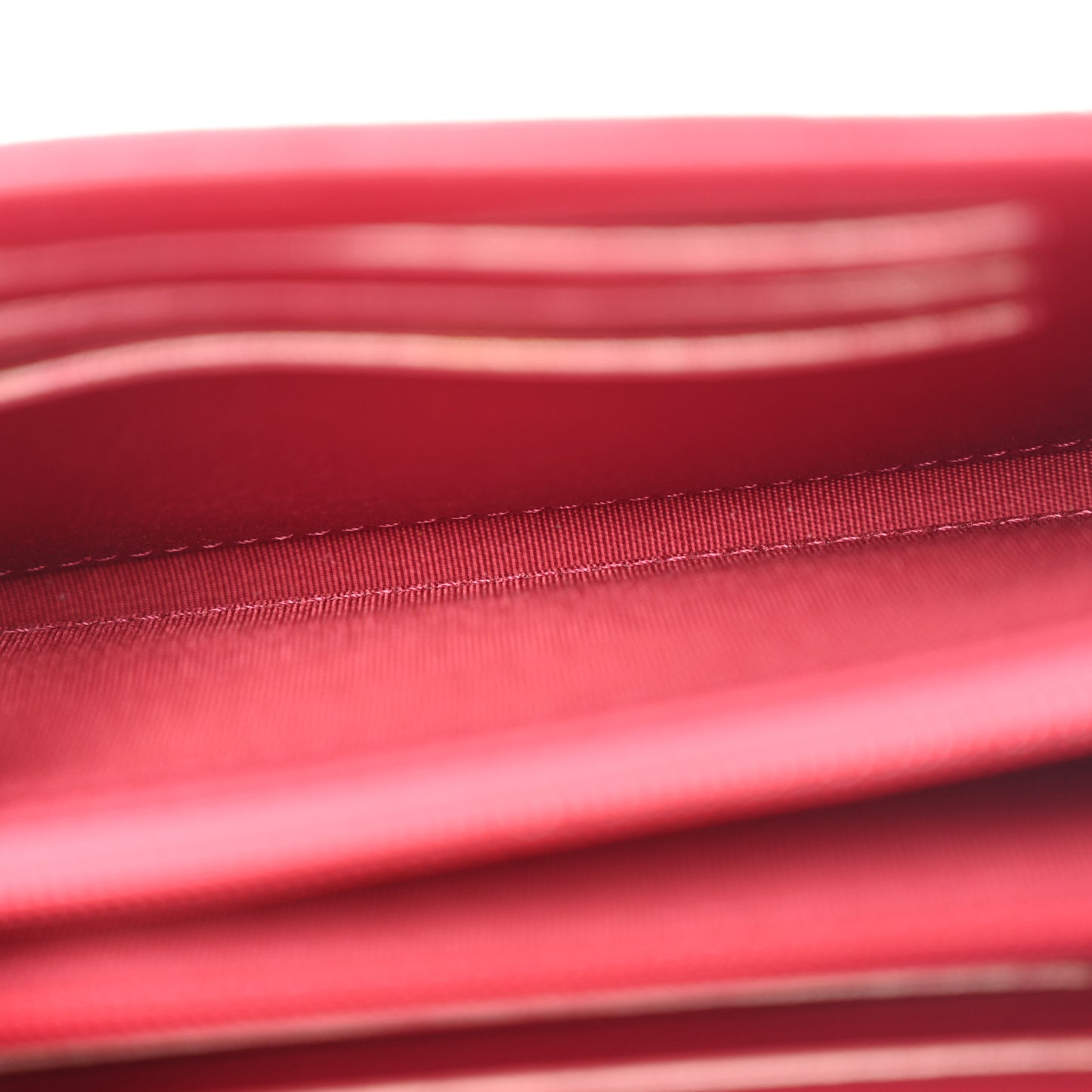 Calfskin Chevron Quilted Compact Flap Wallet Dark Pink