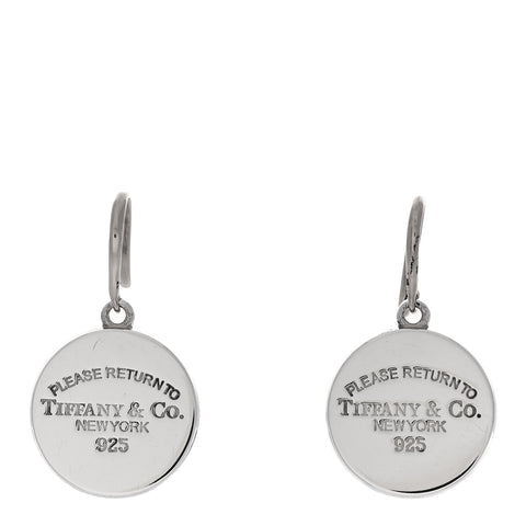Sterling Silver Return To Tiffany Round Tag Drop Earrings
