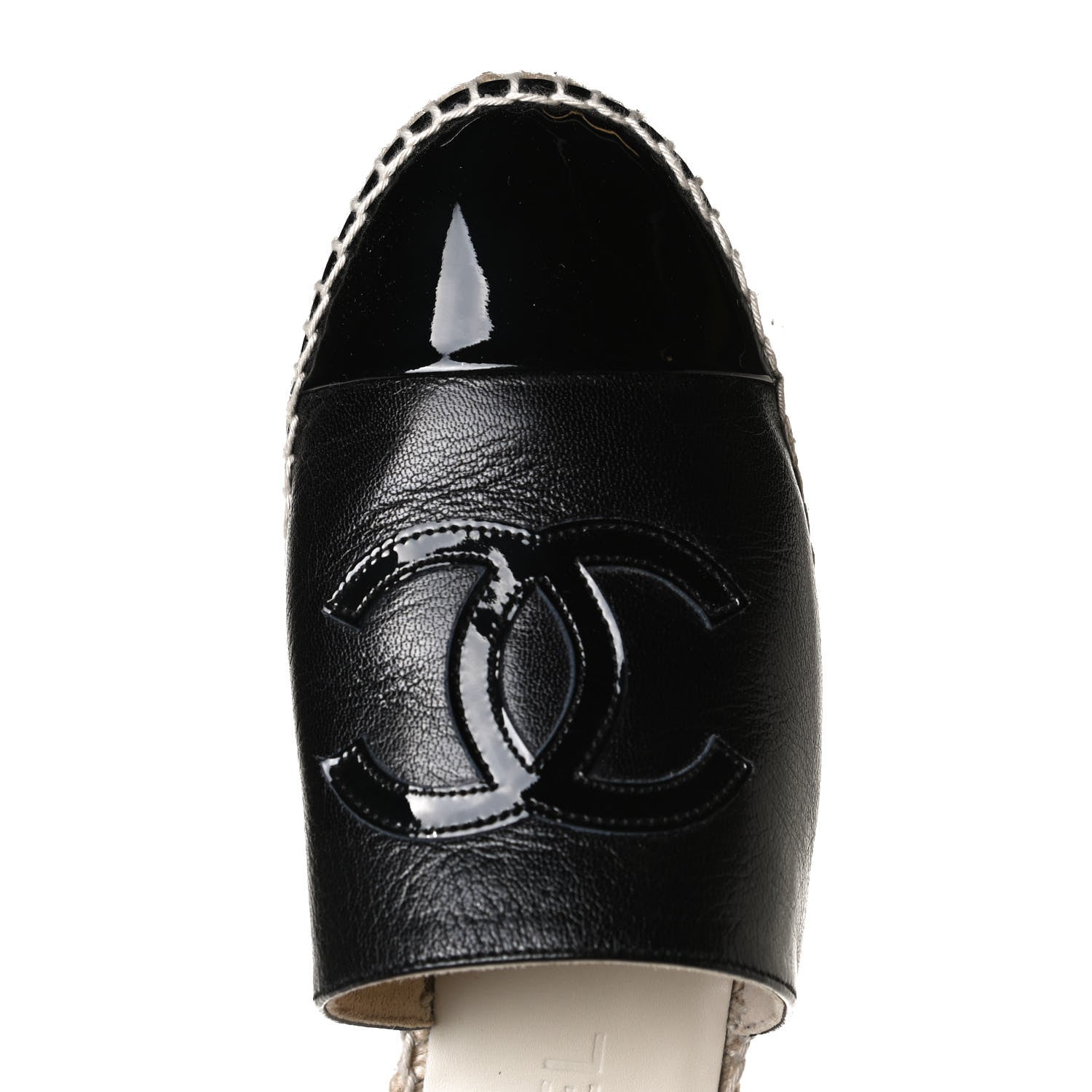 Chanel Goatskin Patent Calfskin CC Espadrille Mules 36 Black 12 of 13