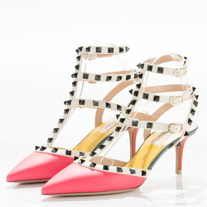 Valentino Garavani Nappa Rockstud Ankle Strap Low Heel Pumps 38.5 Multicolor 3 of 7