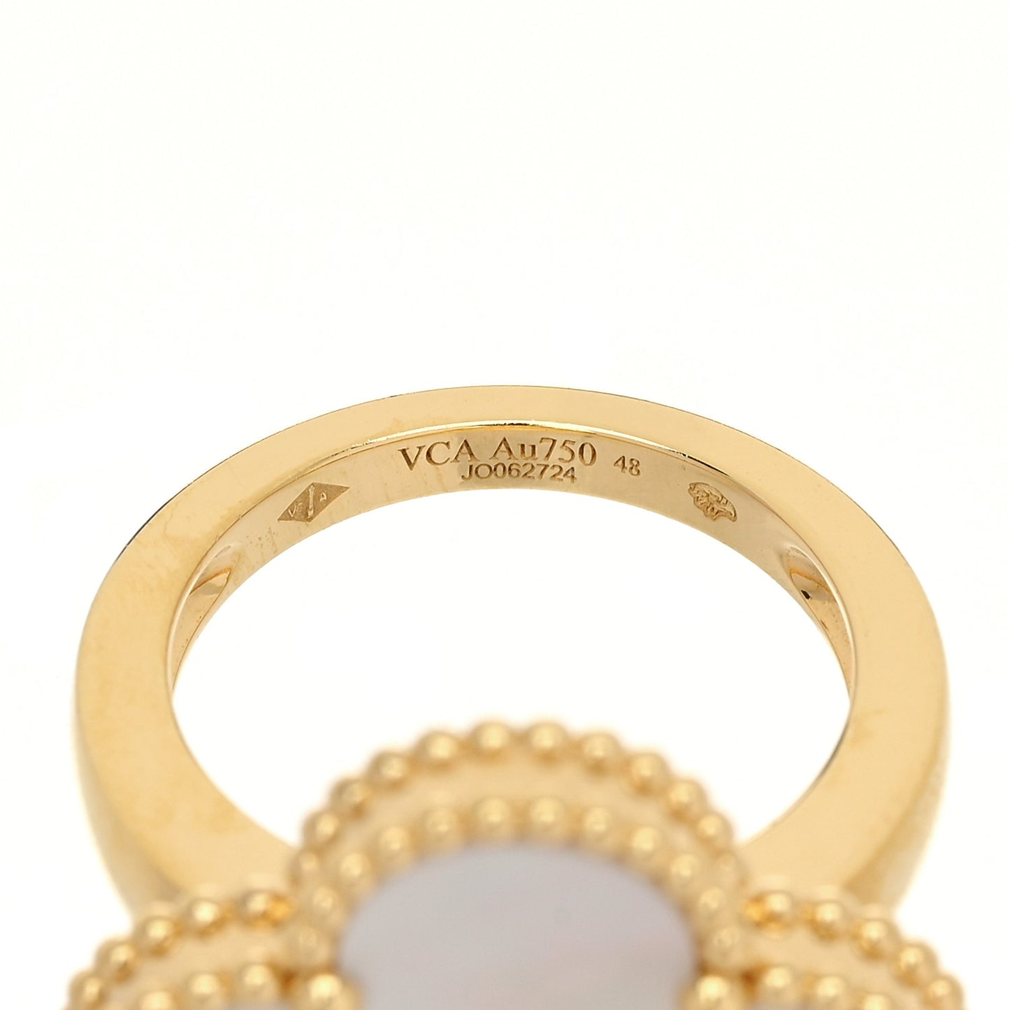 18K Yellow Gold Mother of Pearl Magic Alhambra Ring 48 4.5