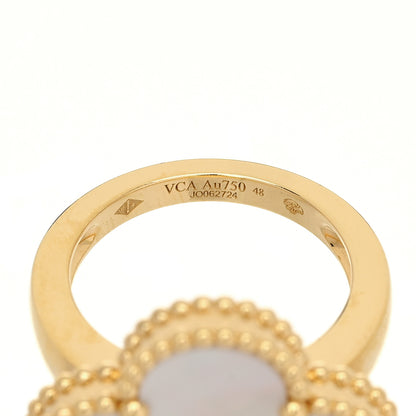 Van Cleef & Arpels 18K Yellow Gold Mother of Pearl Magic Alhambra Ring 48 4.5 5 of 6