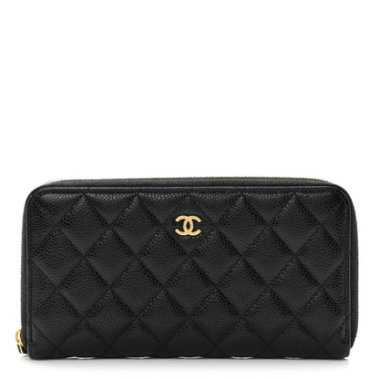 Chanel Caviar Quilted Large Gusset Zip Around Wallet Black 1 of 11