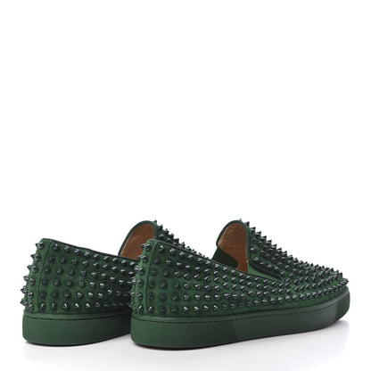 Christian Louboutin Veau Velours Spikes Mens Roller Boat Flat 45.5 Green 4 of 7