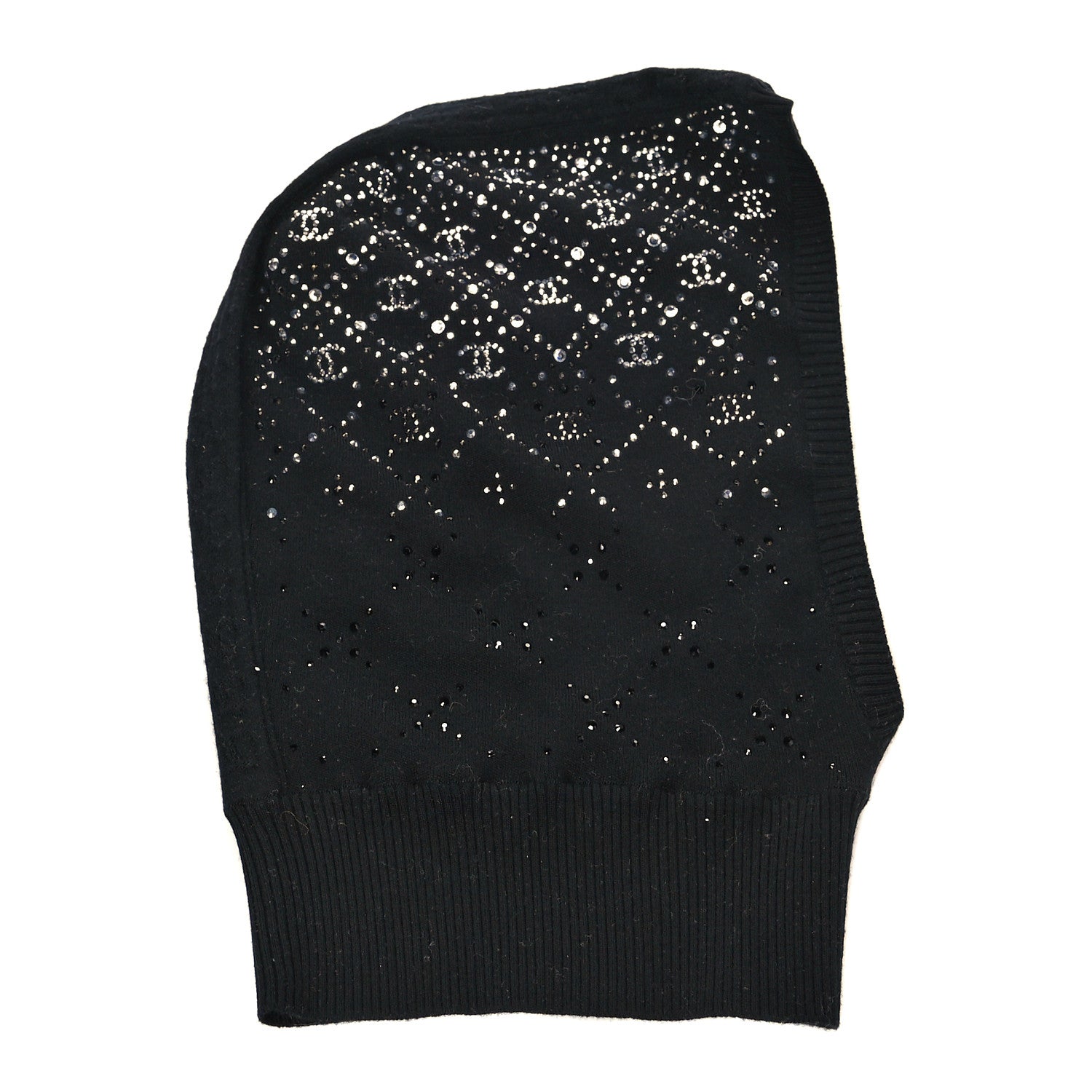 Chanel Cashmere Crystal CC Beanie Hat Black 1 of 3