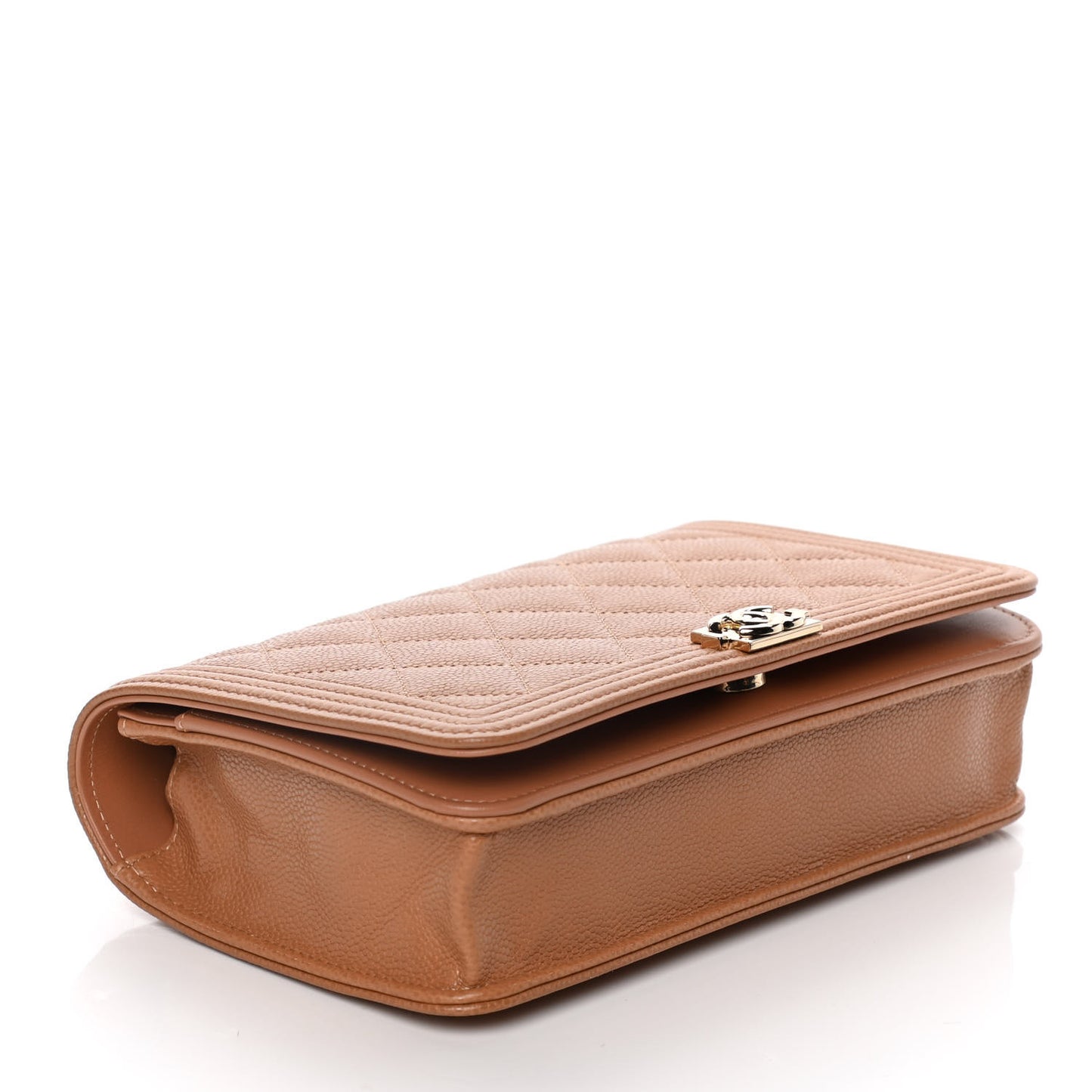 Caviar Quilted Boy Wallet On Chain WOC Brown
