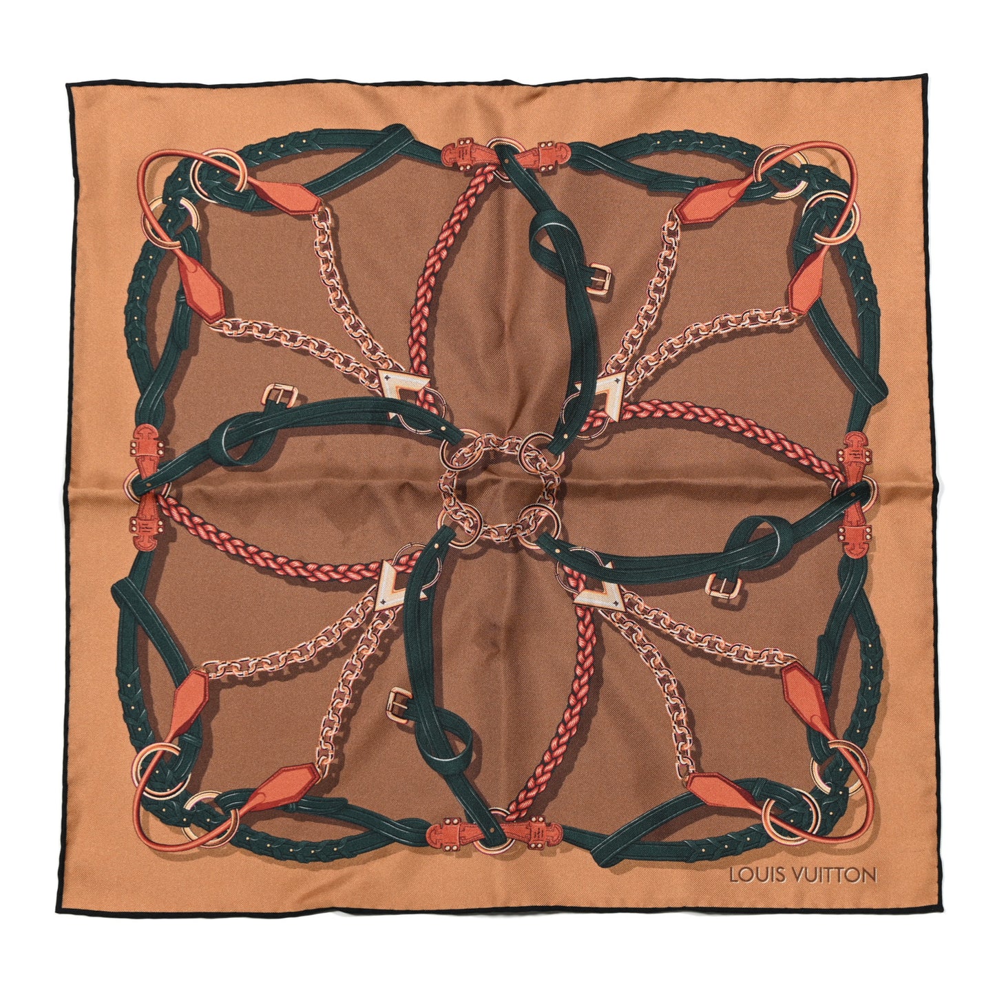 Silk Square Handle Me Scarf Brown