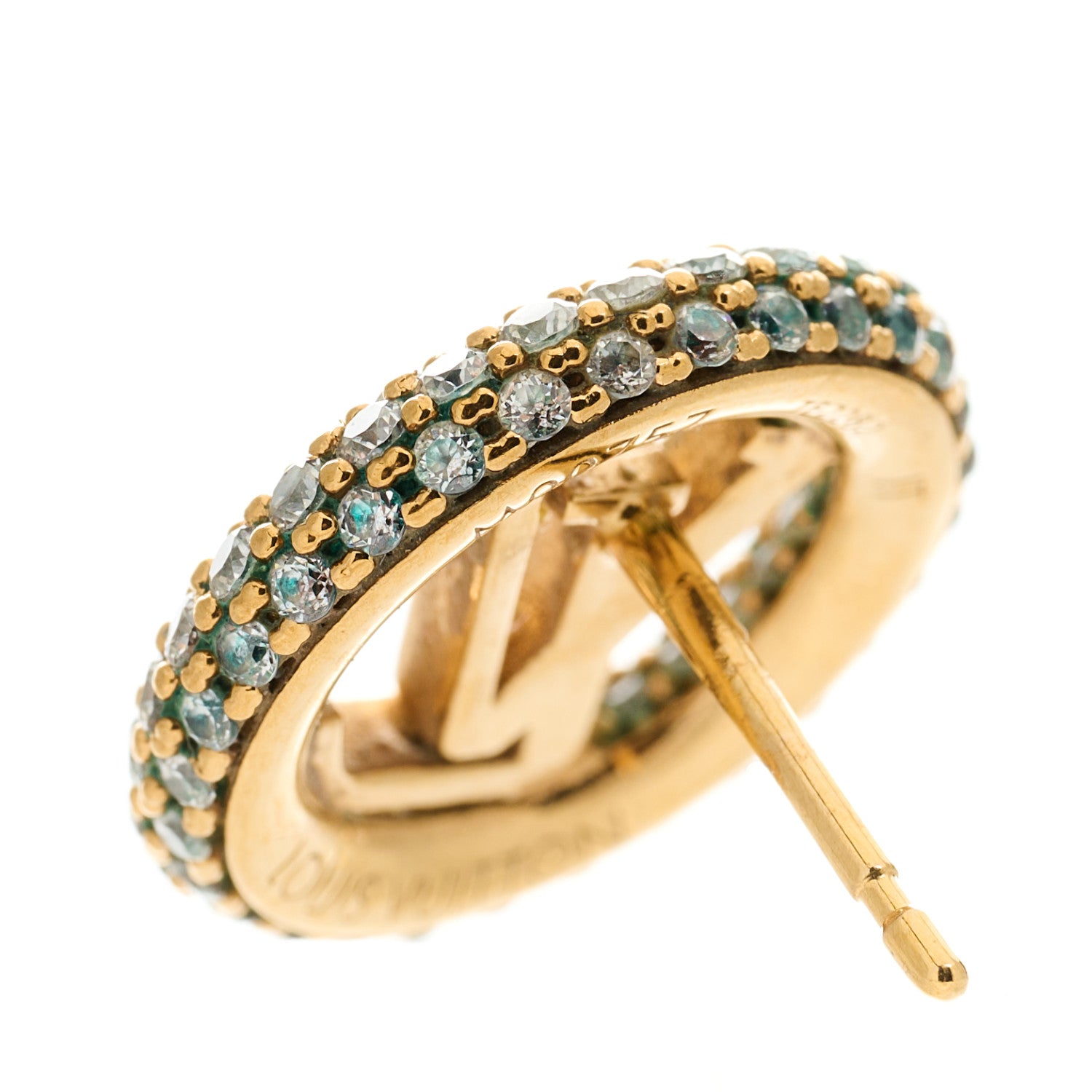 Louis Vuitton Metal Crystal Louise By Night Earrings Gold 4 of 5
