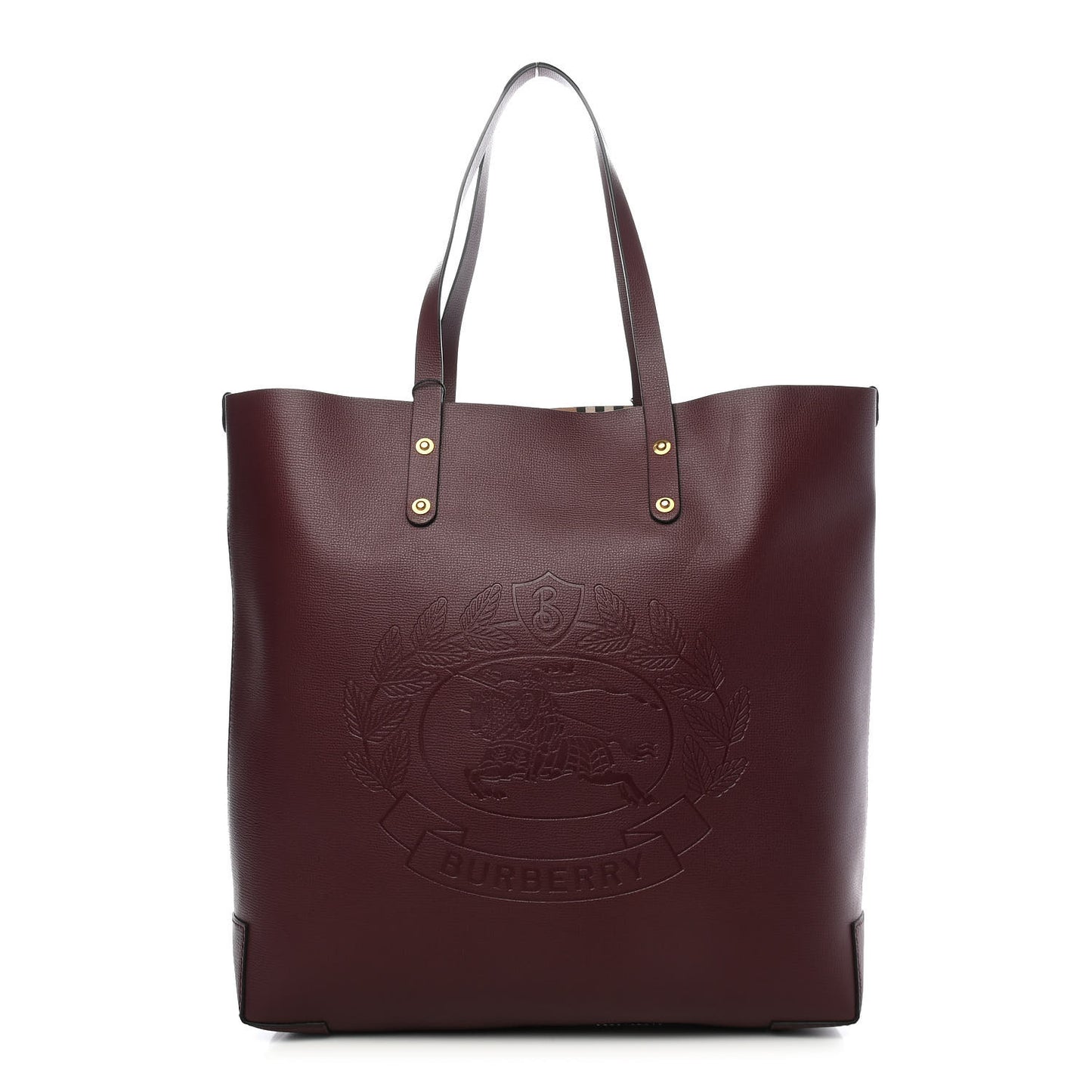 Calfskin Crest Embossed Large Tote Burgundy