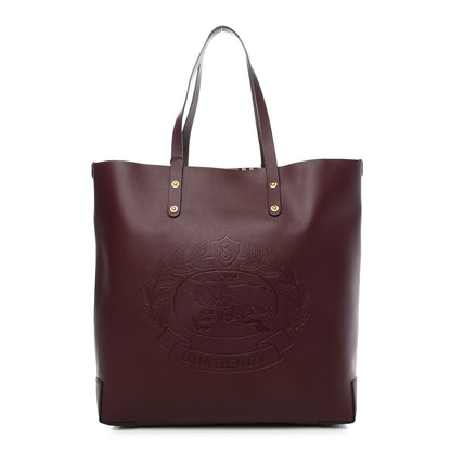 Burberry Calfskin Crest Embossed Large Tote Burgundy 1 of 8