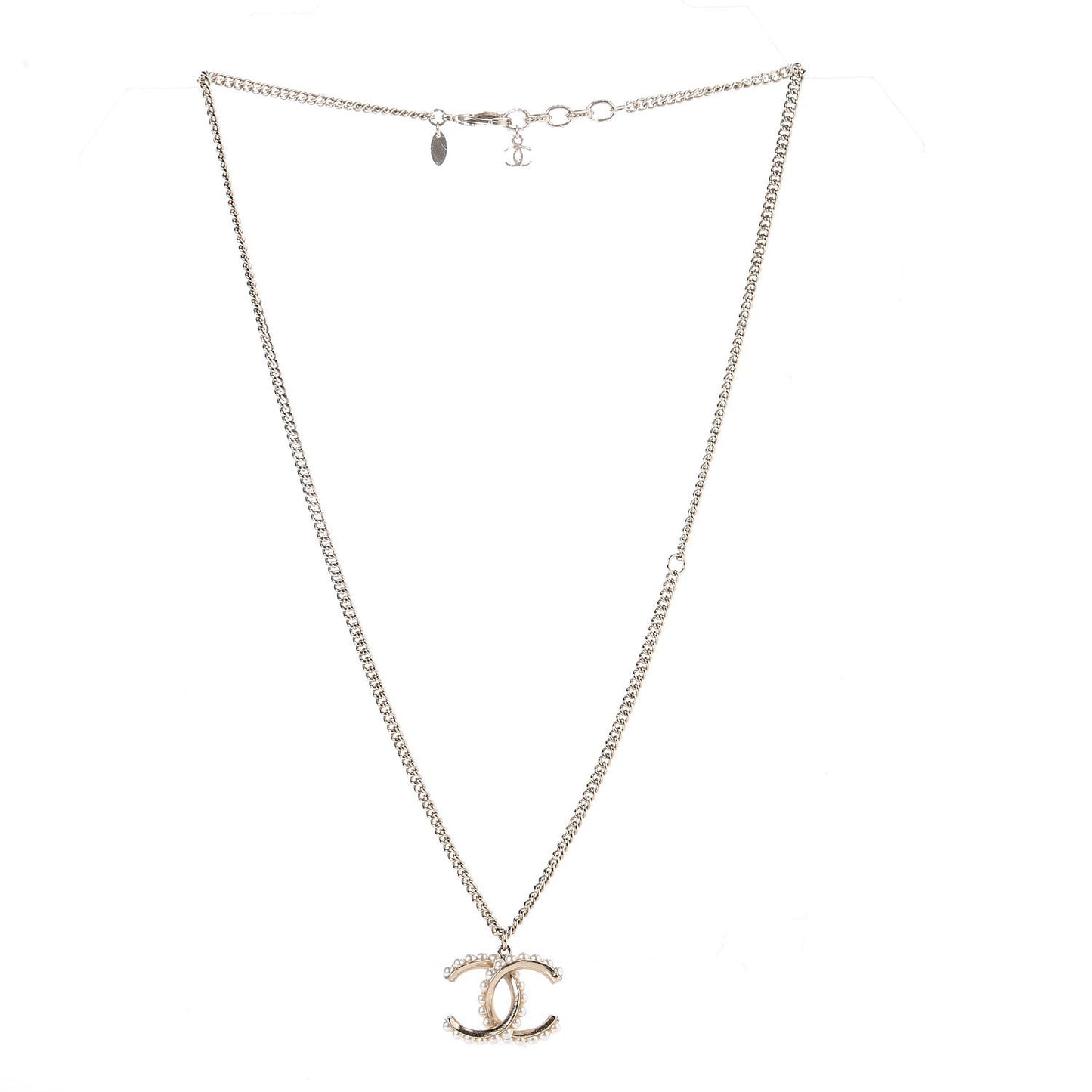 Pearl CC Pendant Necklace Gold