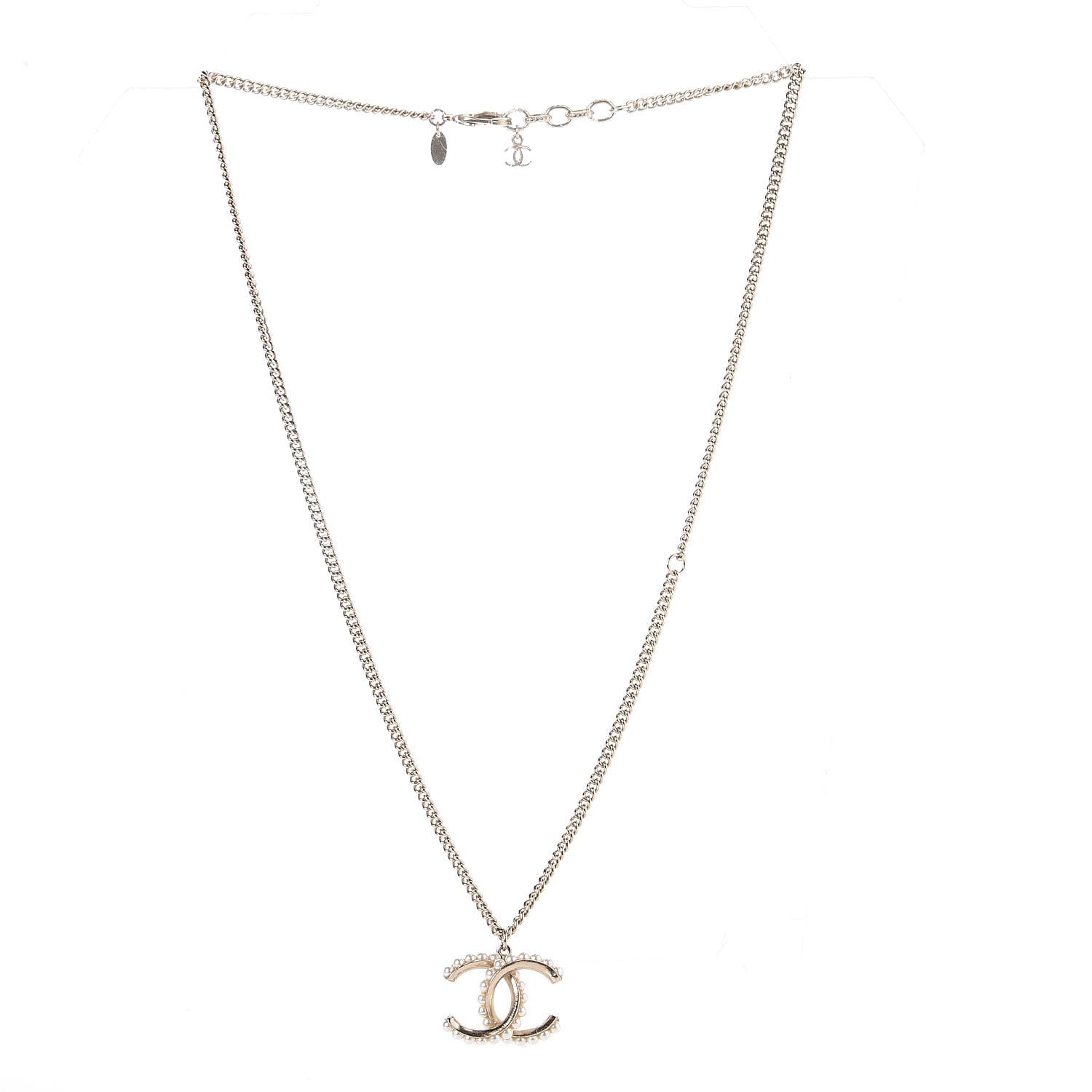 Chanel Pearl CC Pendant Necklace Gold 3 of 6