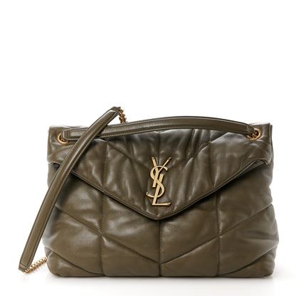 Saint Laurent Lambskin Quilted Medium Loulou Puffer Monogram Chain Satchel Seaweed 1 of 11