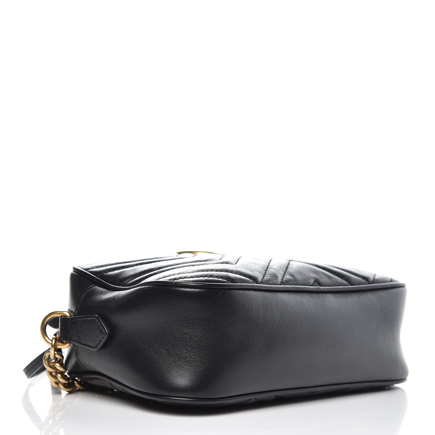 Gucci Calfskin Matelasse Small GG Marmont Chain Shoulder Bag Black 4 of 19