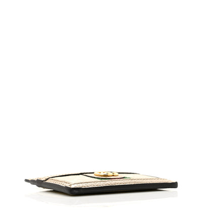 Gucci GG Supreme Monogram Textured Dollar Calfskin Web Ophidia Card Holder Beige Mystic White Oatmeal 4 of 8