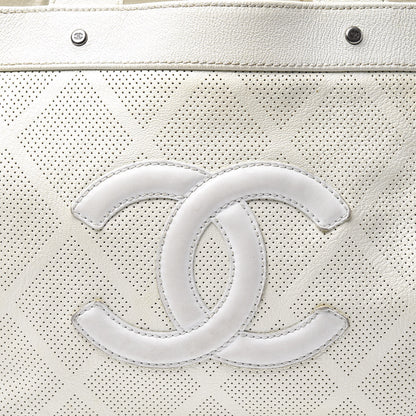 Chanel Goatskin Perforated Large CC Tote White 12 of 13