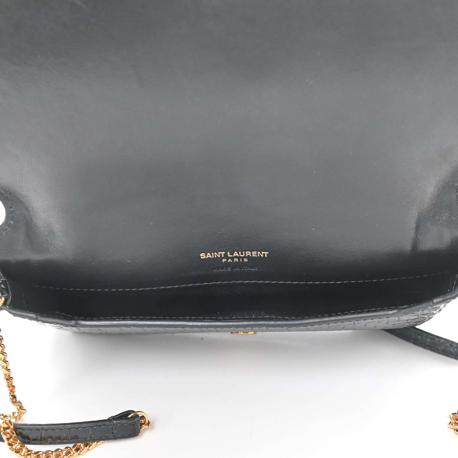 Saint Laurent Crocodile Embossed Monogram Phone Holder Crossbody Black 5 of 10