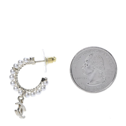 Chanel Pearl Charms CC Hoop Earrings Gold 3 of 6
