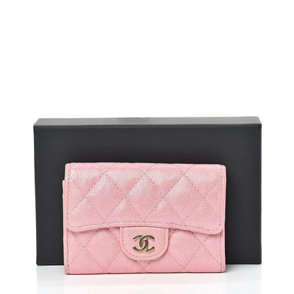 Chanel Iridescent Caviar Quilted Flap Card Holder Rose Pink 11 of 11