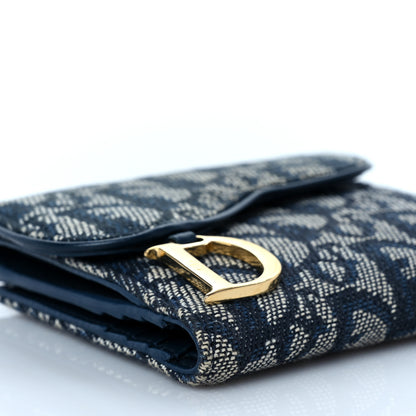 Christian Dior Monogram Compact Saddle Wallet Blue 8 of 9