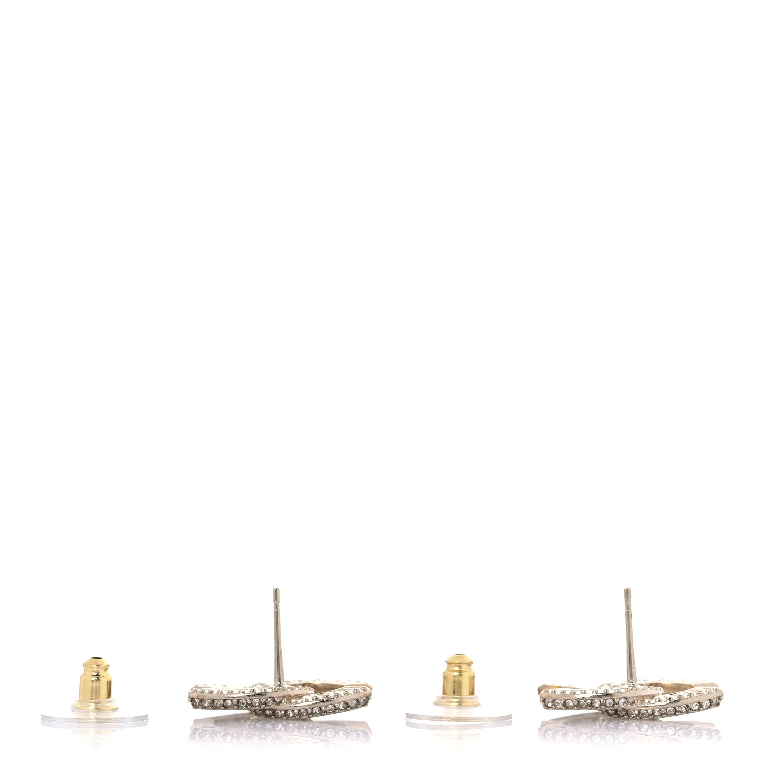 Chanel Crystal Timeless CC Earrings Light Gold 3 of 5