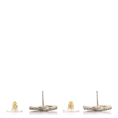 Chanel Crystal Timeless CC Earrings Light Gold 3 of 5