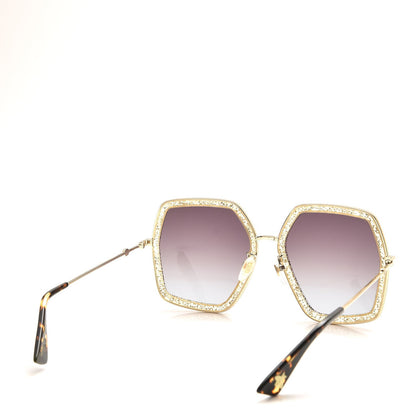 Gucci Glitter Acetate Oversize Square Frame Sunglasses GG0106S Gold 4 of 8