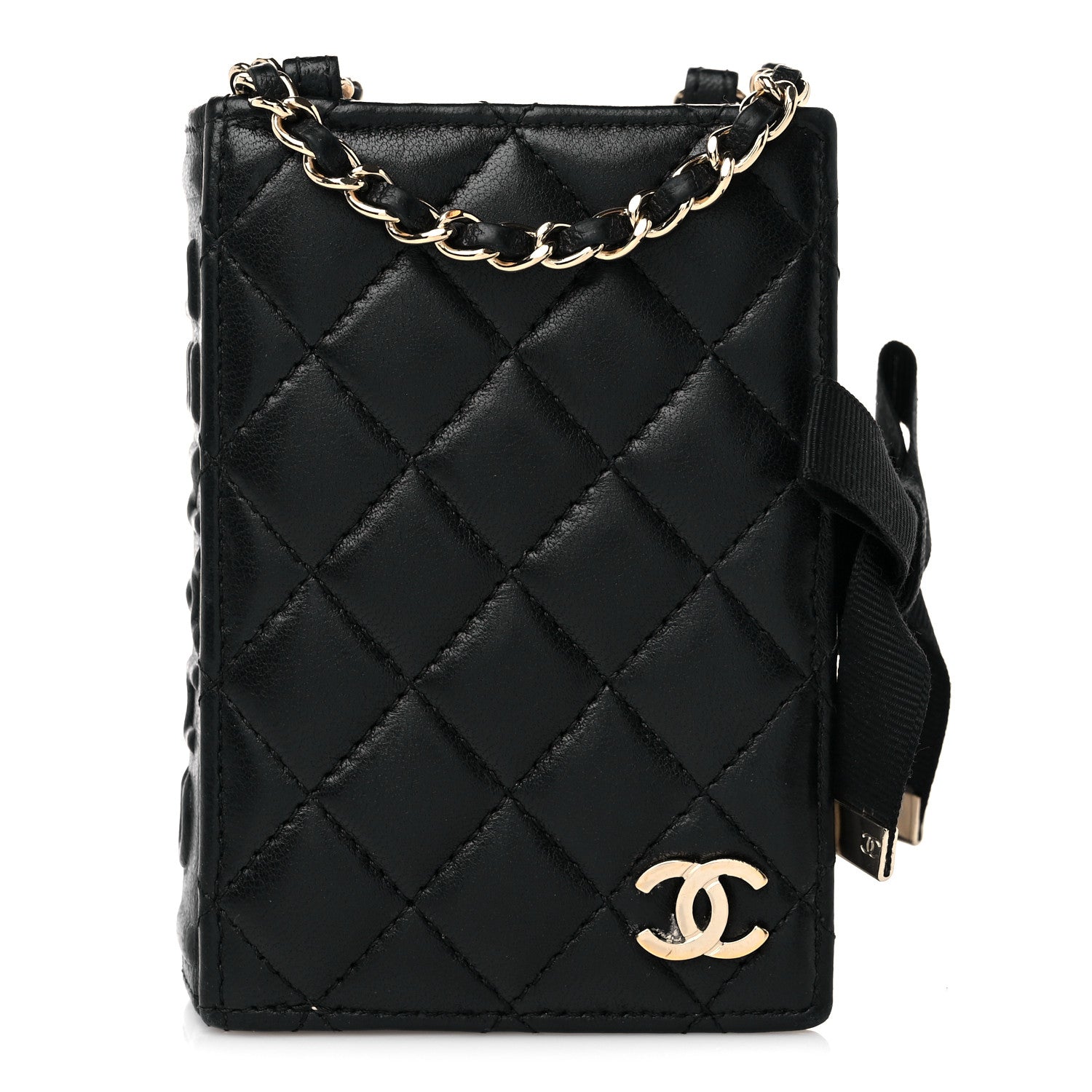 Chanel Lambskin Quilted Book Card Holder on Chain Black 1 of 16