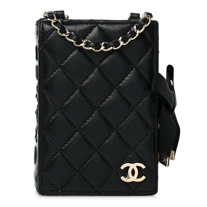 Chanel Lambskin Quilted Book Card Holder on Chain Black 1 of 16