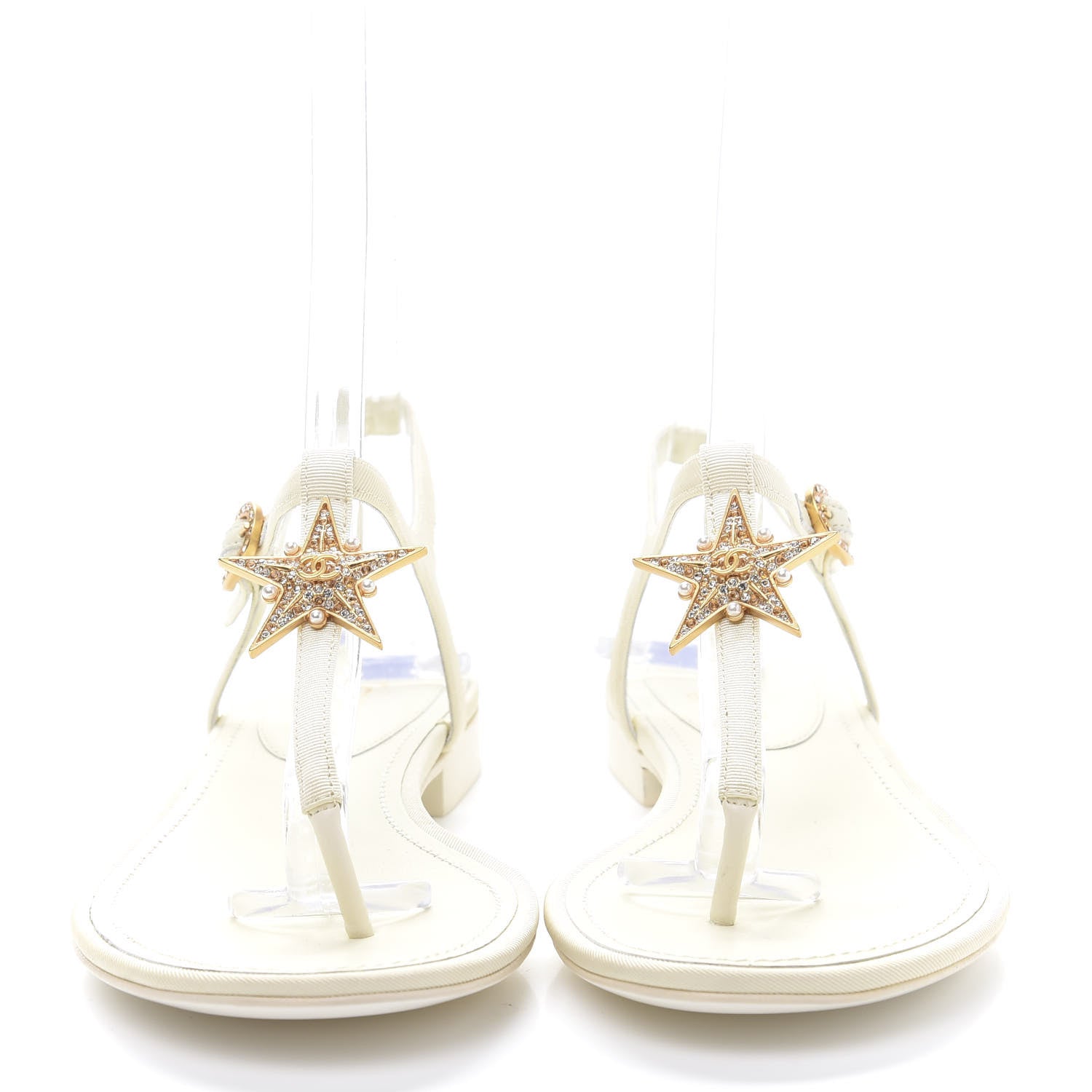 Chanel CC Star Thong Sandals 37 White 2 of 7