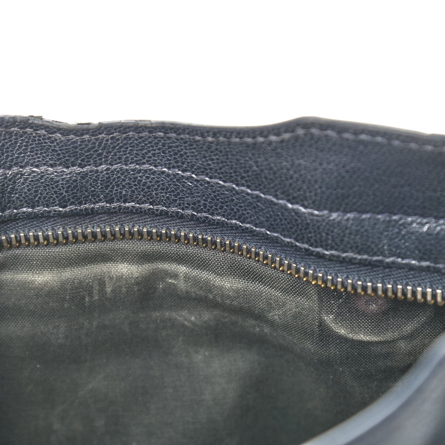 Chevre Gold Metallic Edge Hardware Mini City Bleu Nuit Dark Sea