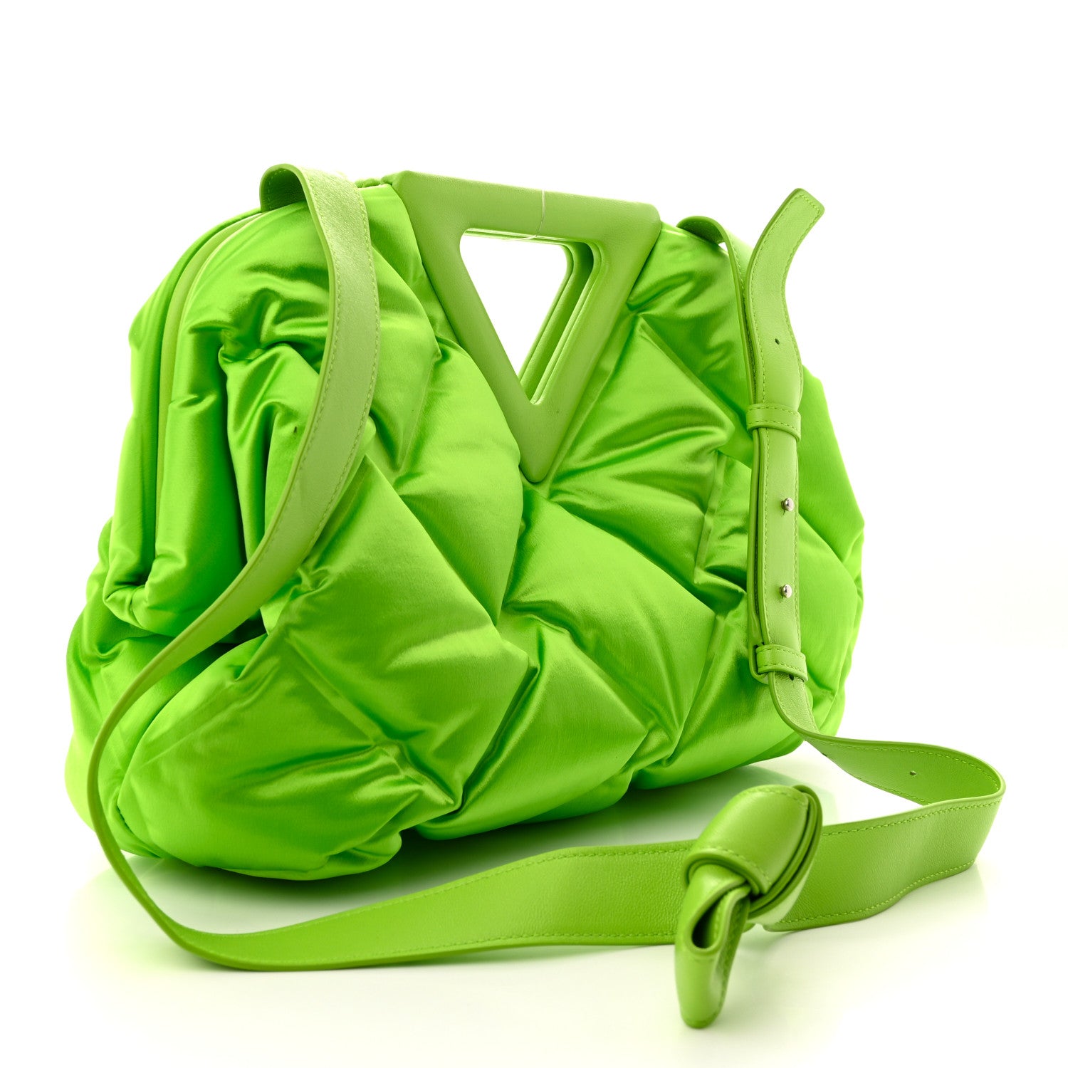Bottega Veneta Satin Intrecciato The Point Triangle Bag Green 3 of 11