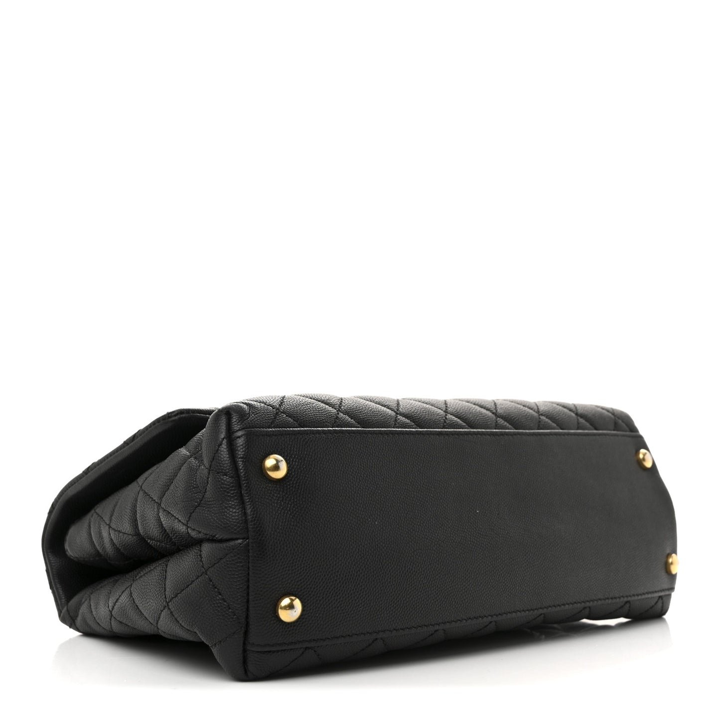 Caviar Lizard Quilted Small Coco Handle Flap Black