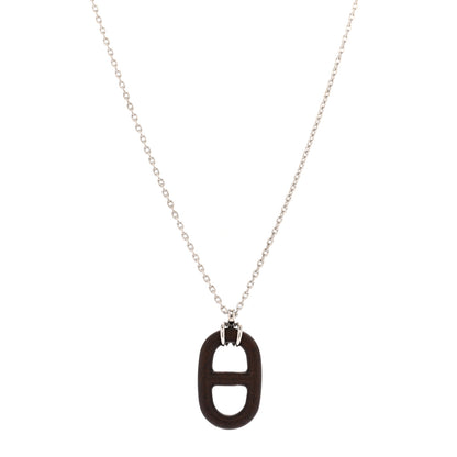 Hermes Vulcanium Chaine d'Ancre Necklace Silver Brun 1 of 6