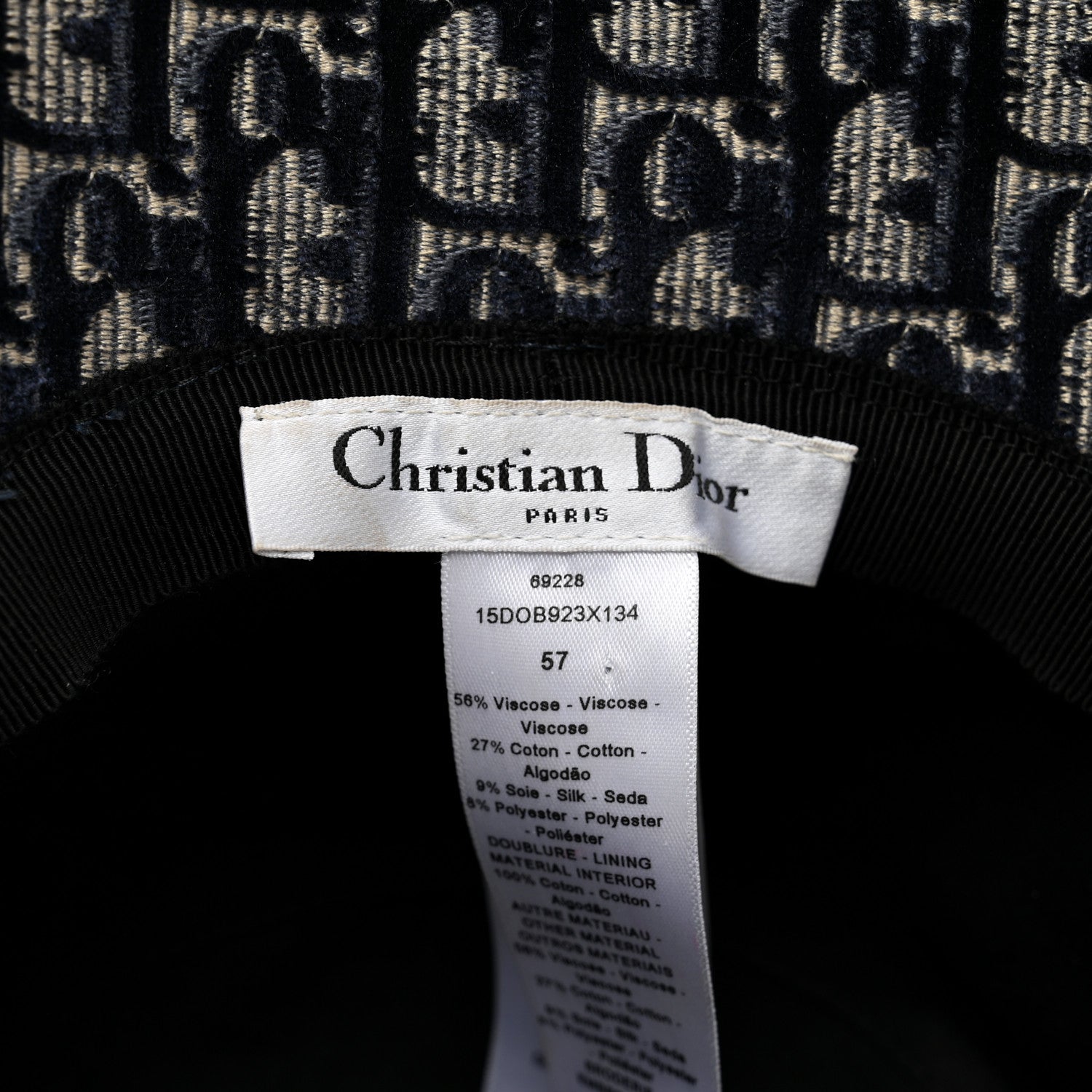 Christian Dior Velvet Oblique Large Brim Bucket Hat 57 Bleu Red 7 of 8