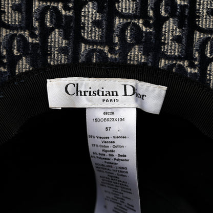 Christian Dior Velvet Oblique Large Brim Bucket Hat 57 Bleu Red 7 of 8