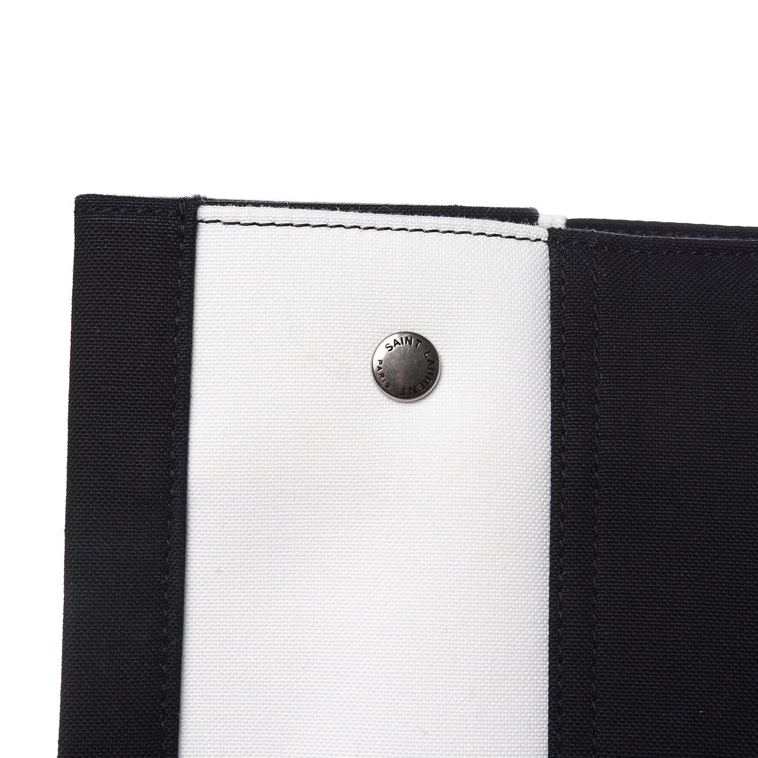 Saint Laurent Canvas Noe Striped Tote Black White 11 of 12