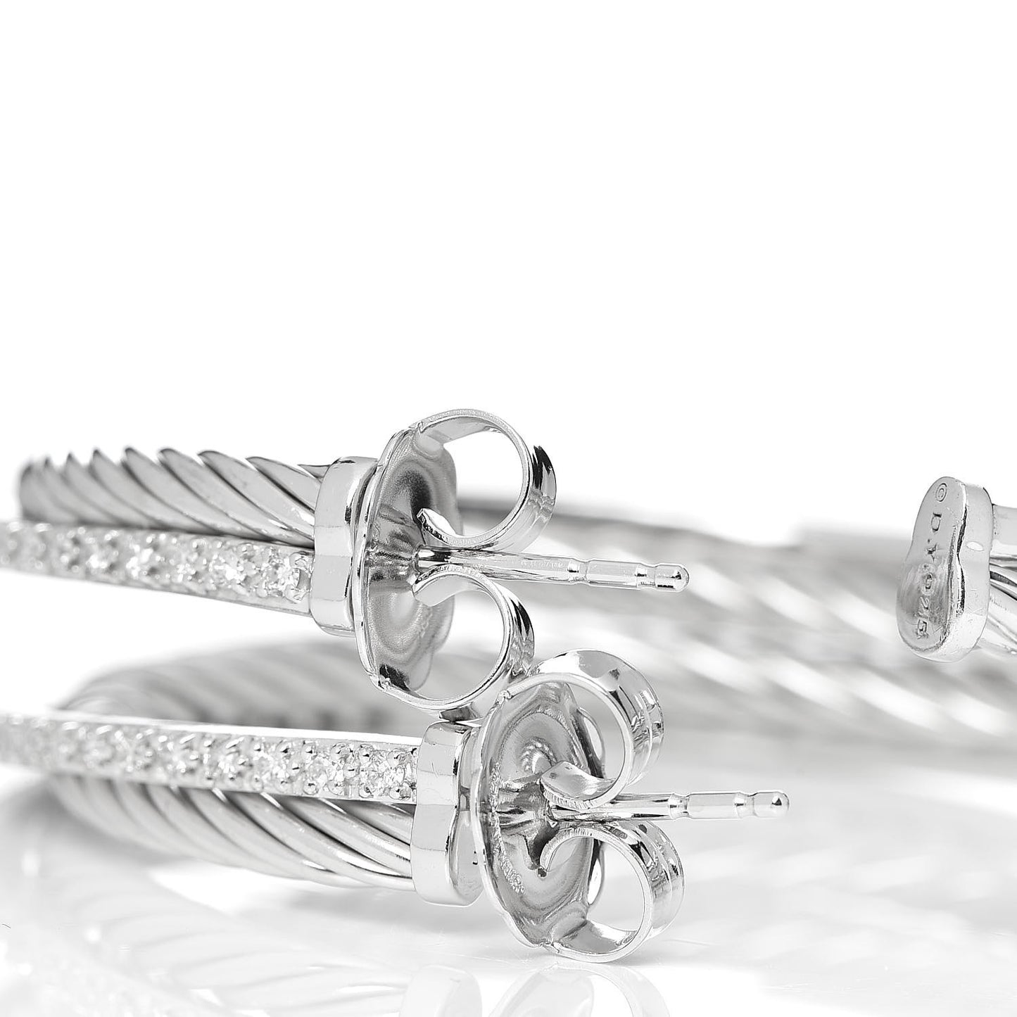 Sterling Silver Diamond Extra Large Crossover Hoop Earrings