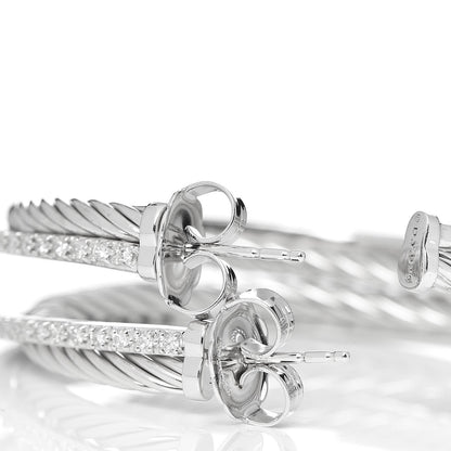 David Yurman Sterling Silver Diamond Extra Large Crossover Hoop Earrings 3 of 4