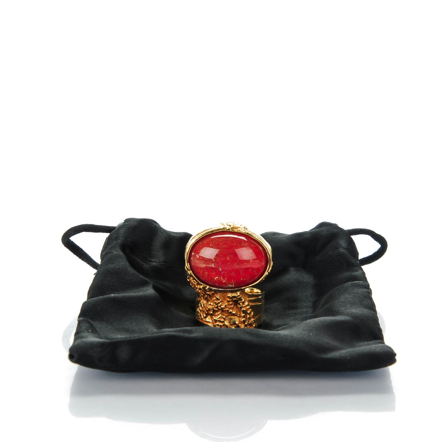 Saint Laurent Glass Cabochon Arty Ovale Ring 8 Gold Opium 4 of 4