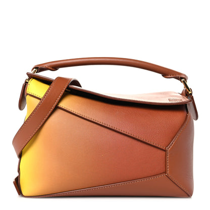 Loewe Calfskin Paula's Ibiza Degrade Small Puzzle Edge Bag Lemon Tan 1 of 8