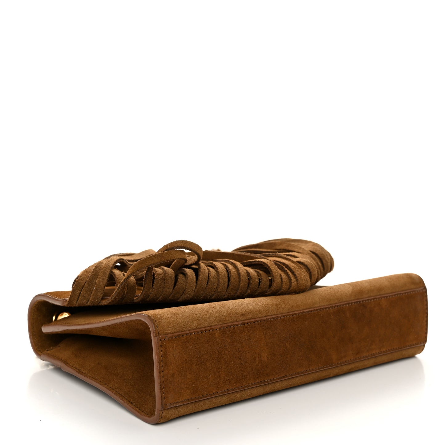 Suede Fringe Small Monogram Satchel Light Ocre